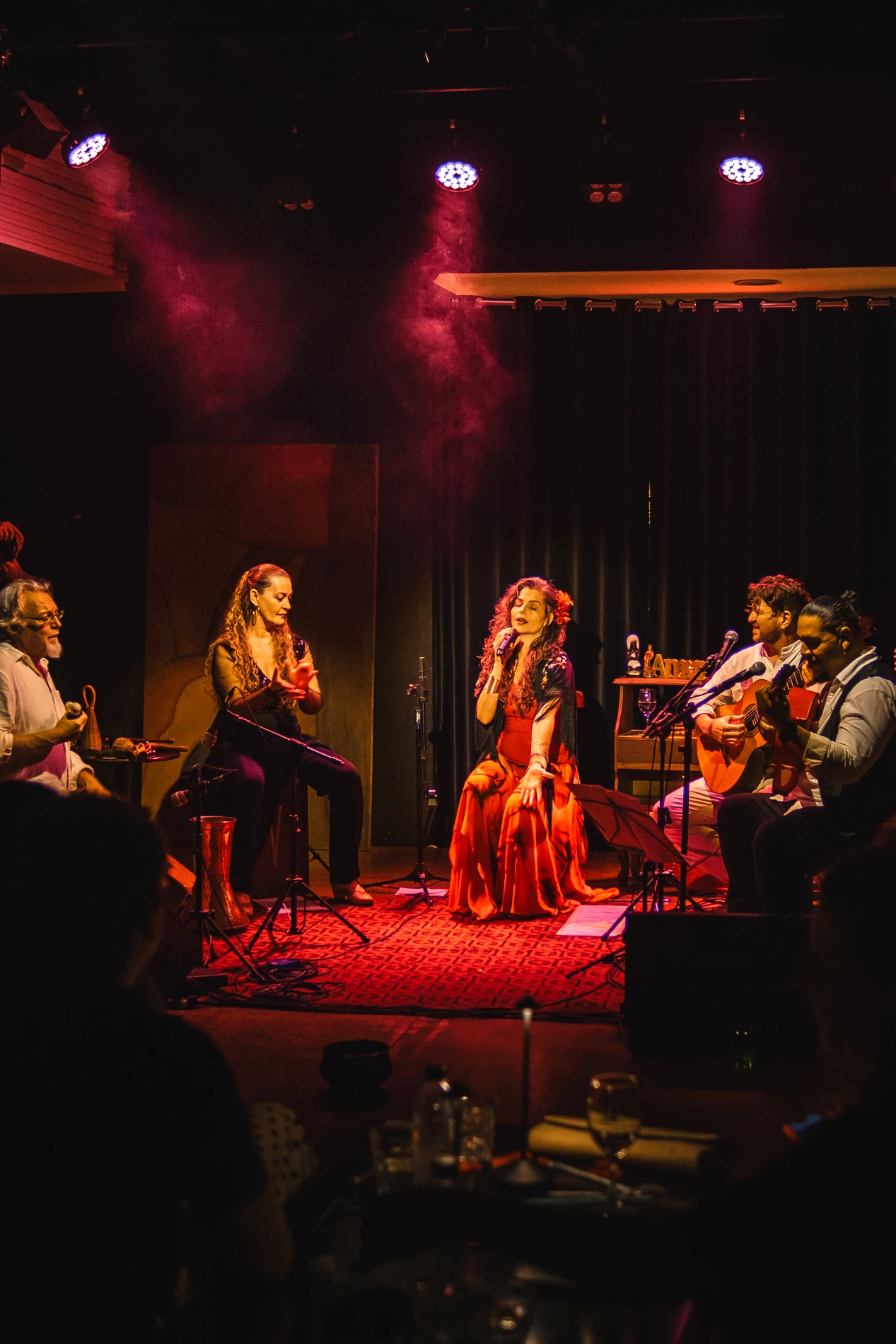 Vivian Amarante e músicos no show Costurando